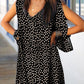 V-neck Floral Print Open Shoulder Long Sleeve Dress