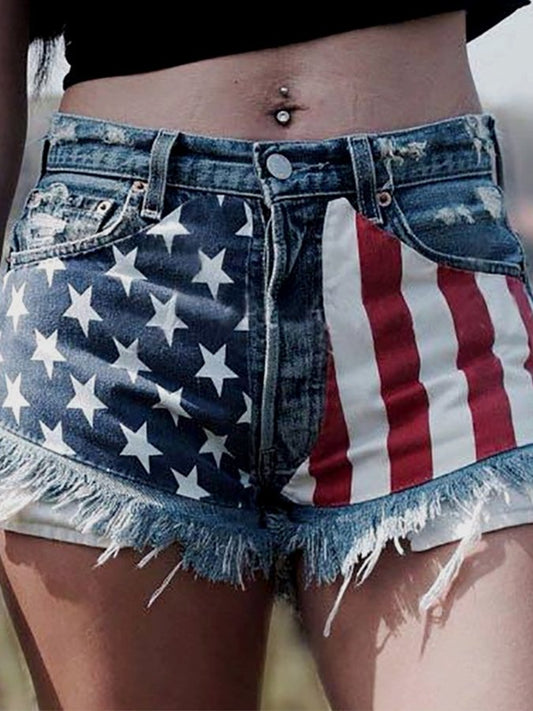 Women's ripped denim shorts