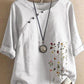 Cotton Linen Button Short Sleeve Top