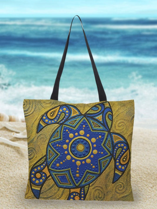 Sea Life Print Tote Bag