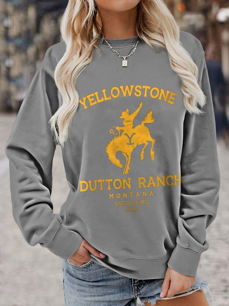 Women's Cowboy Print Casual Sweatshirt