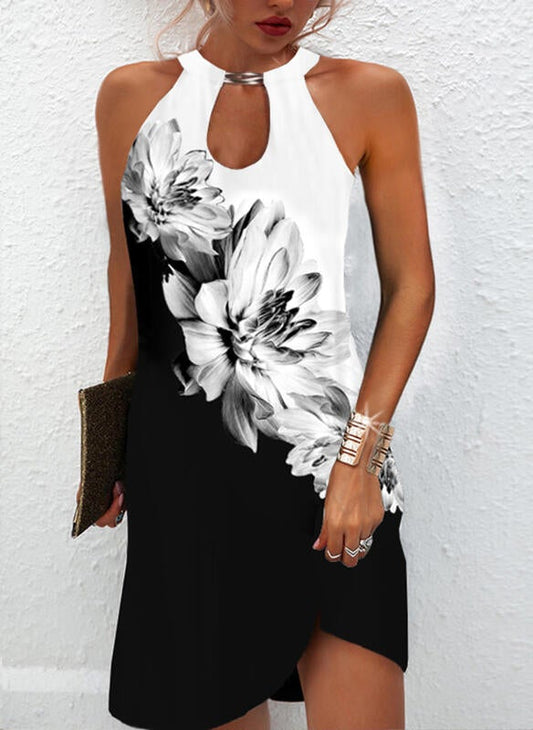 Print/Floral/Color Block Sleeveless Shift Above Knee Dresses