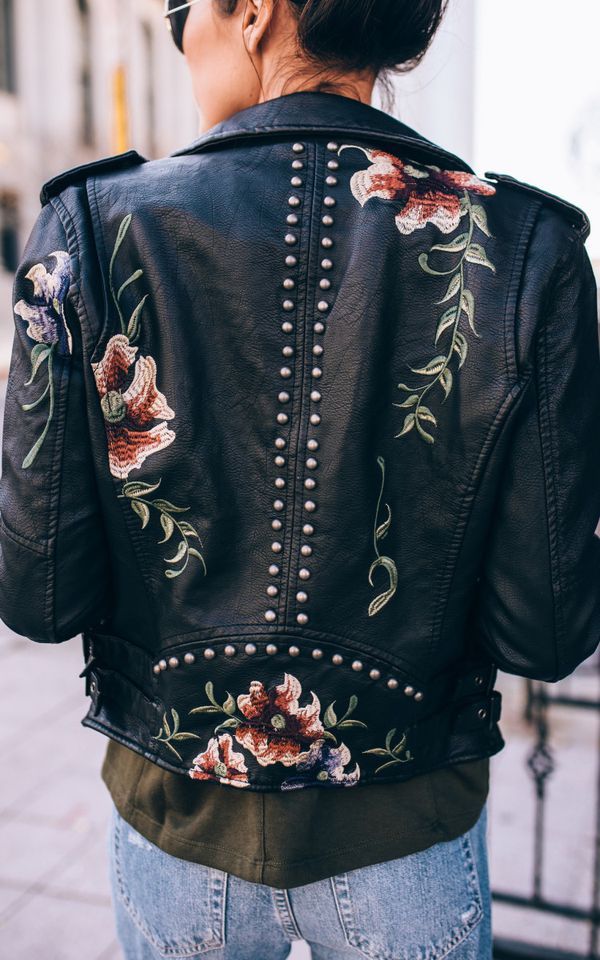 Floral Leather Jacket