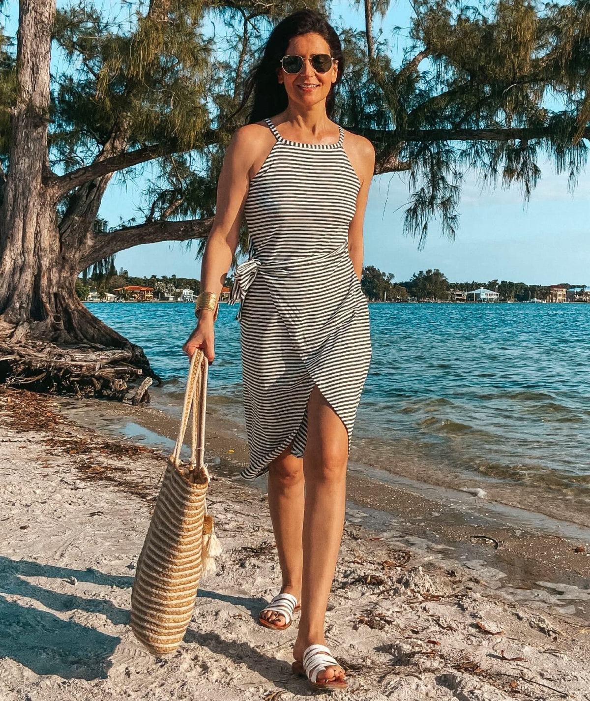 LAST DAY 49% OFF - Casual Sleeveless Striped Midi Dresses