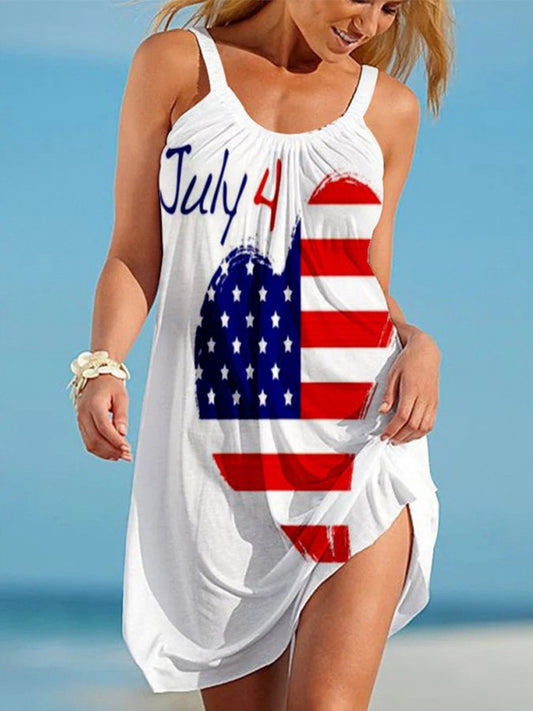 Flag Print Slip Dress