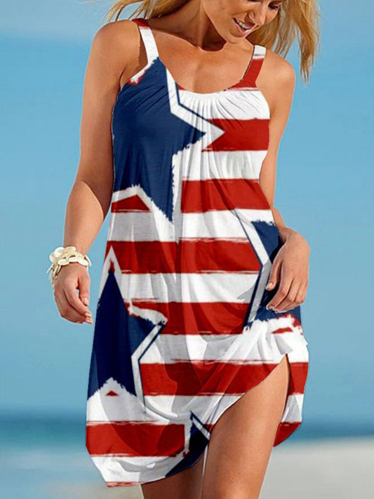 Flag Print Slip Dress