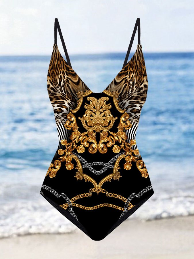 Leopard Fashion Print Swimsuit Two Piece