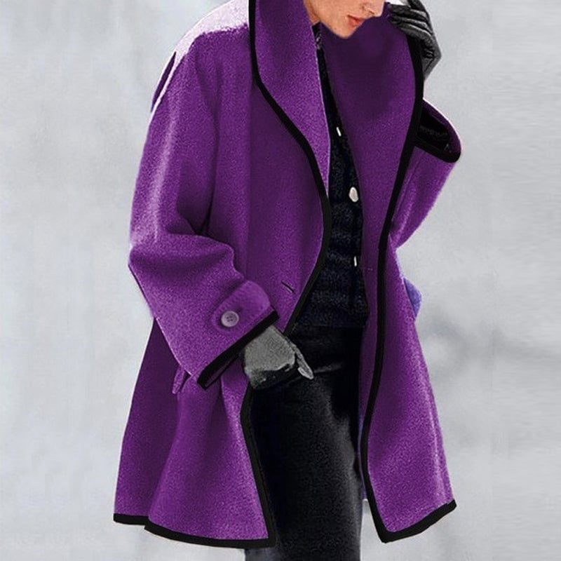 Sale 49% OFF-Hooded Color Block Woolen Coat