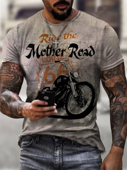 Mens fashion Route 66 printed T-shirt