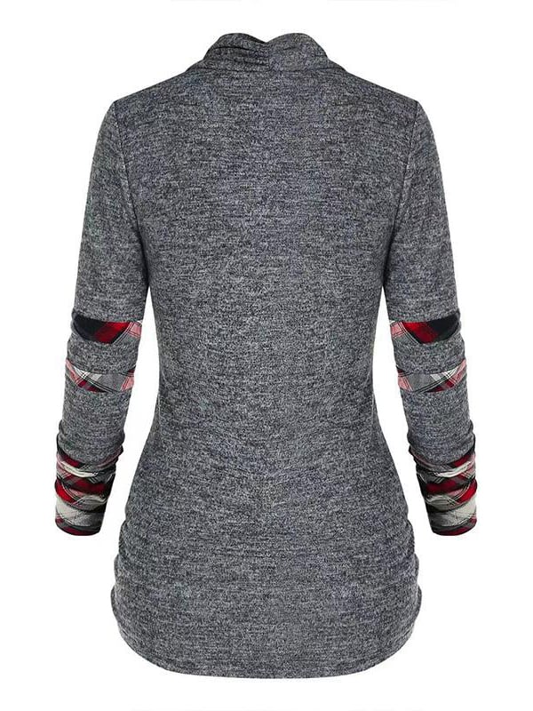 Women's Plaid Stitching Long Sleeve Sweatshirt