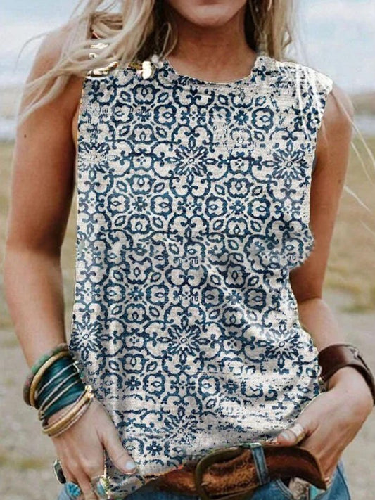 Western Geometric Print Short Sleeve T-Shirt