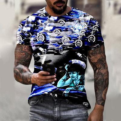 Mens fashion motorcycle girl T-shirt