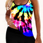 Rainbow Color Tie Dye Print Tankini Set