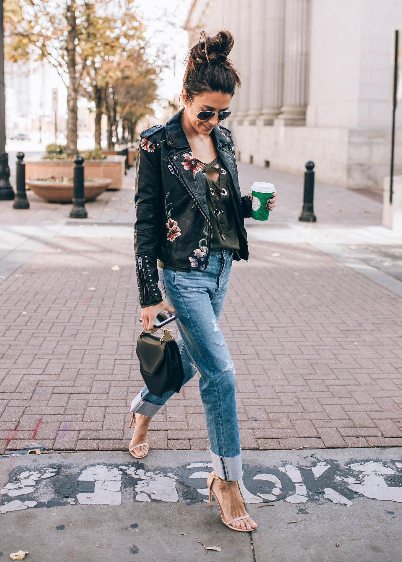 Floral Leather Jacket