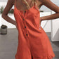 Women's Solid Color Button Suspenders Ruffled Suspender Jumpsuit