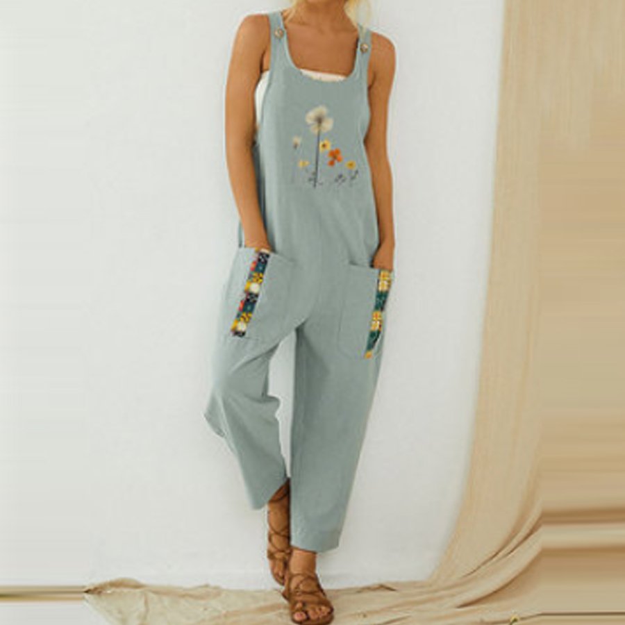 Ladies Daisy Print Casual Jumpsuit