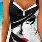 Abstract Face Art Print Swimsuit