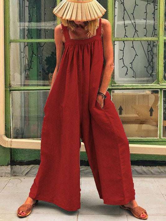 Loose Pure Color Jumpsuits