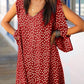 V-neck Floral Print Open Shoulder Long Sleeve Dress