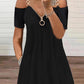 Women's Solid Short Sleeves Cold Shoulder Sleeve Mini Dresses