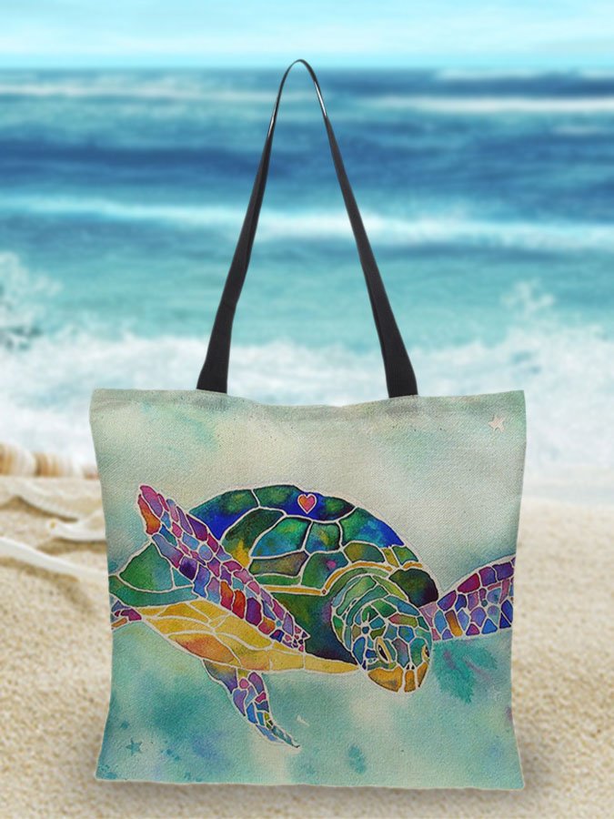 Turtle Print Tote Bag