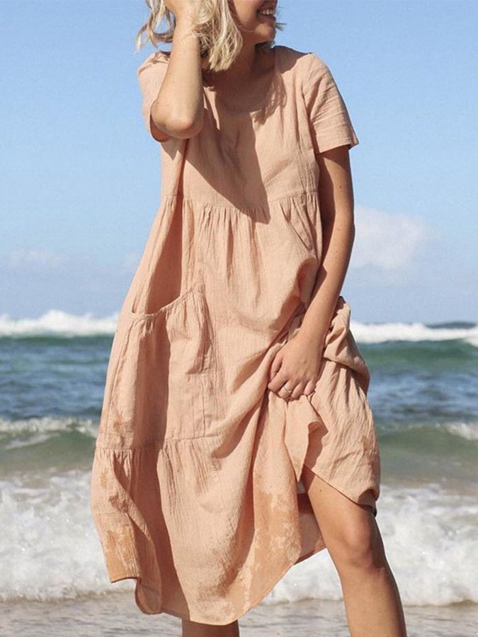 Loose Crew Neck Midi Dress