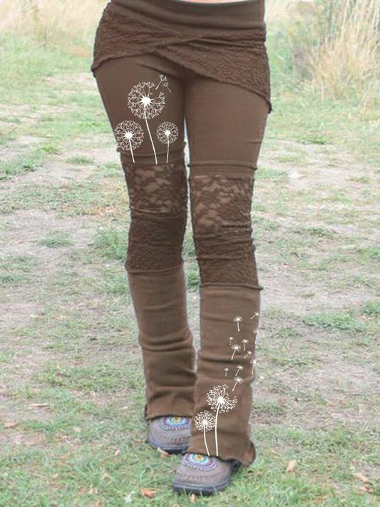 Women's Dandelion Print Retro Pants