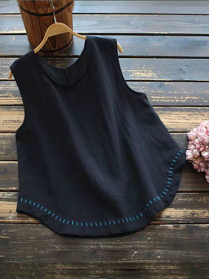 Women's Vintage Round Neck Casual Vest