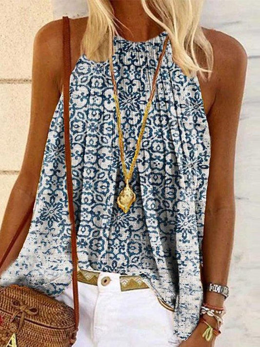 Boho Print Loose Camisole Tank Top