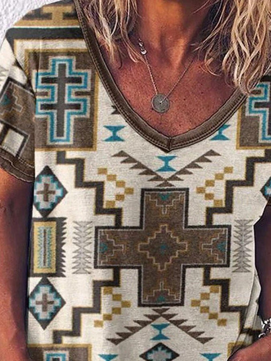 Vintage Geometric Print T-Shirt