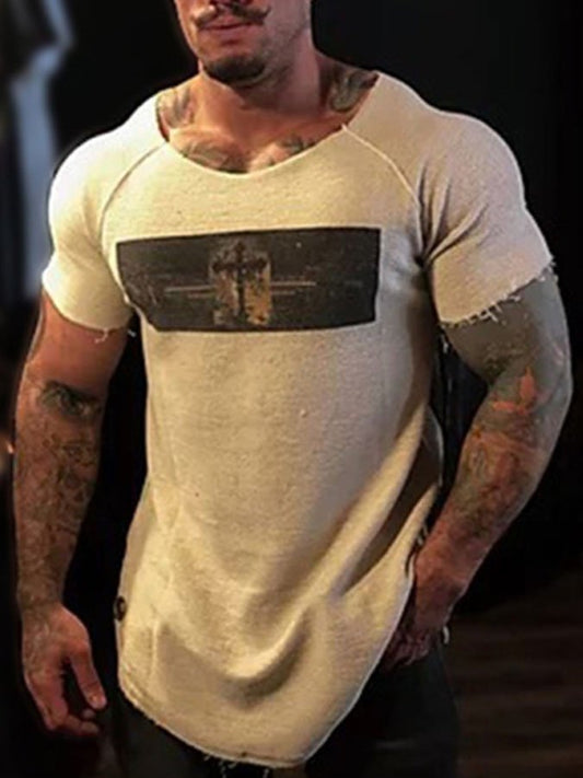 Vintage Print Casual Men's T-Shirt