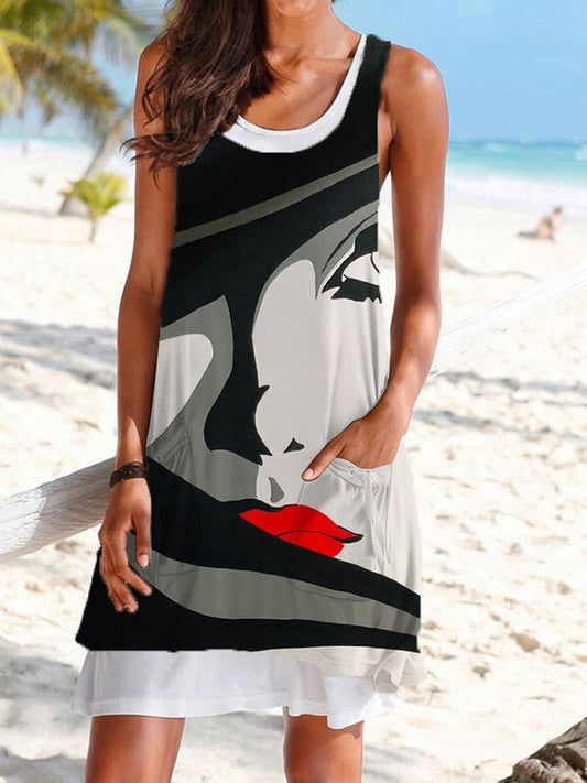 Portrait Print Dress