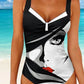 Abstract Face Art Print Swimsuit