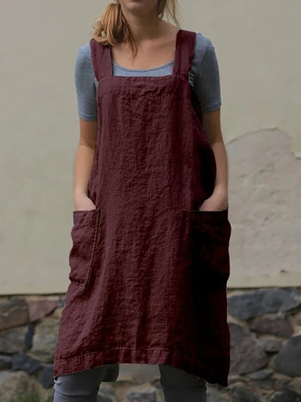 Square Cross Apron Pinafore Dress