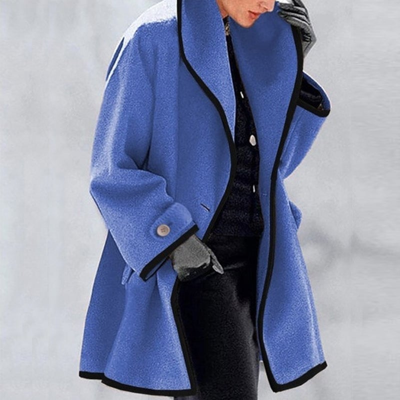 Sale 49% OFF-Hooded Color Block Woolen Coat