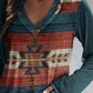 Ethnic Print V-Neck T-Shirt