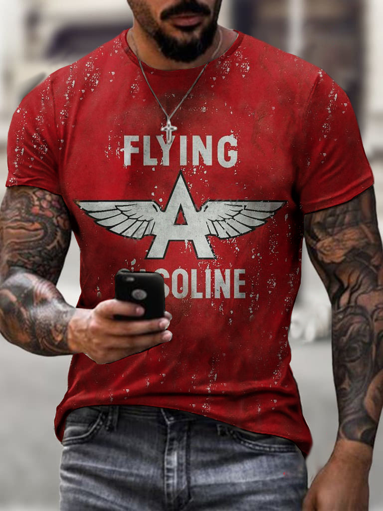 Engine oil print casual T-shirt