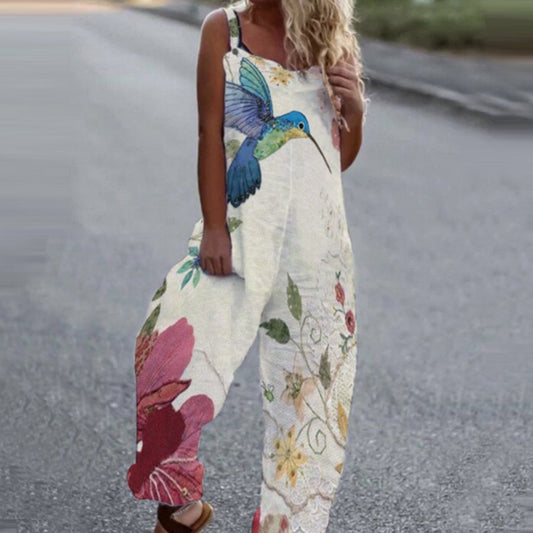 Ladies Floral Print Casual Jumpsuit