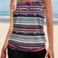 Tribal Print Multi Color Cross Strap Tankini Set