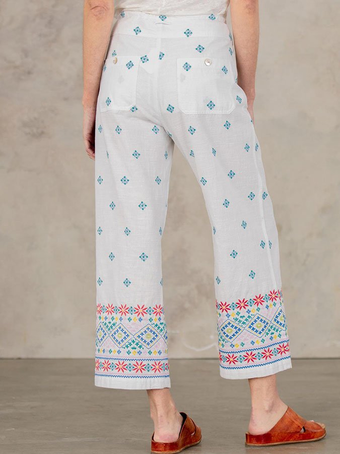 Vintage Print Pocket Trousers