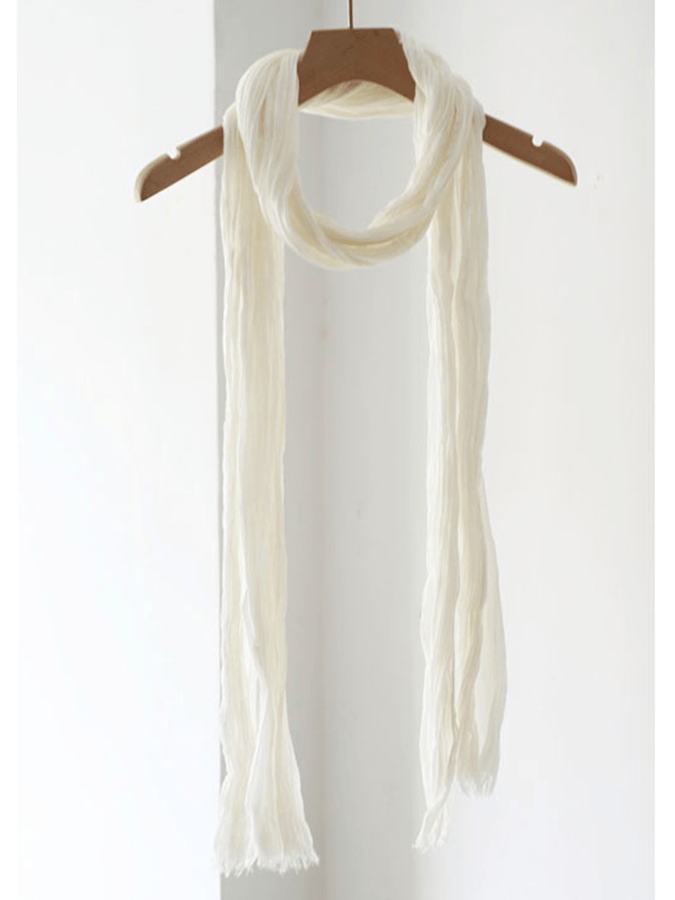 Women's small size pleated cotton and linen silk scarf