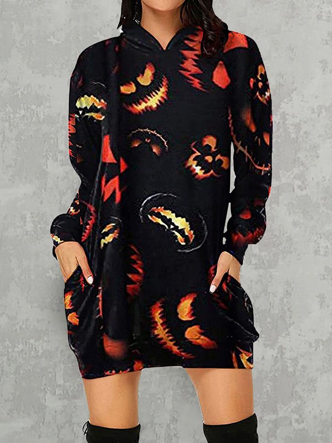 Halloween Pumpkin Print Hoodie