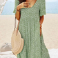 V Neck Floral Beach Vacation Casual Dresses