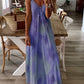 Tie Dye Straps Waist Down Casual Dresses