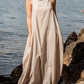Stand Collar With Back Crinkle Linen Maxi Dress