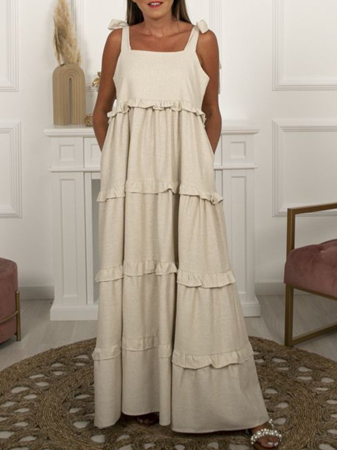 Sleeveless Dress With Suspenders