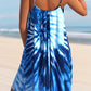 Tie Dye Print Spaghetti Strap Blue Cover Up Dress
