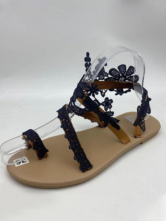 Flat Floral Seaside Ladies Roman Sandals