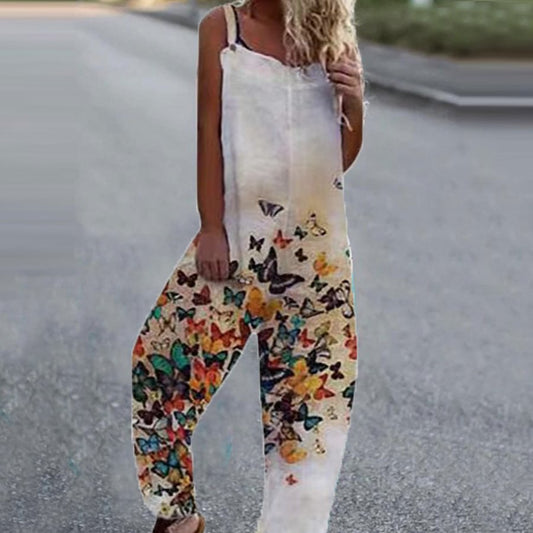 Ladies Floral Print Casual Jumpsuit