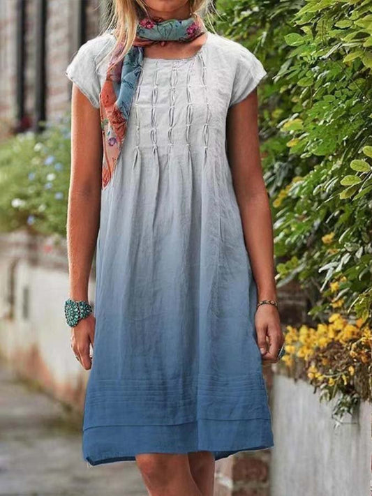 Women's Gradient Cotton And Linen Mid-Rise Dress